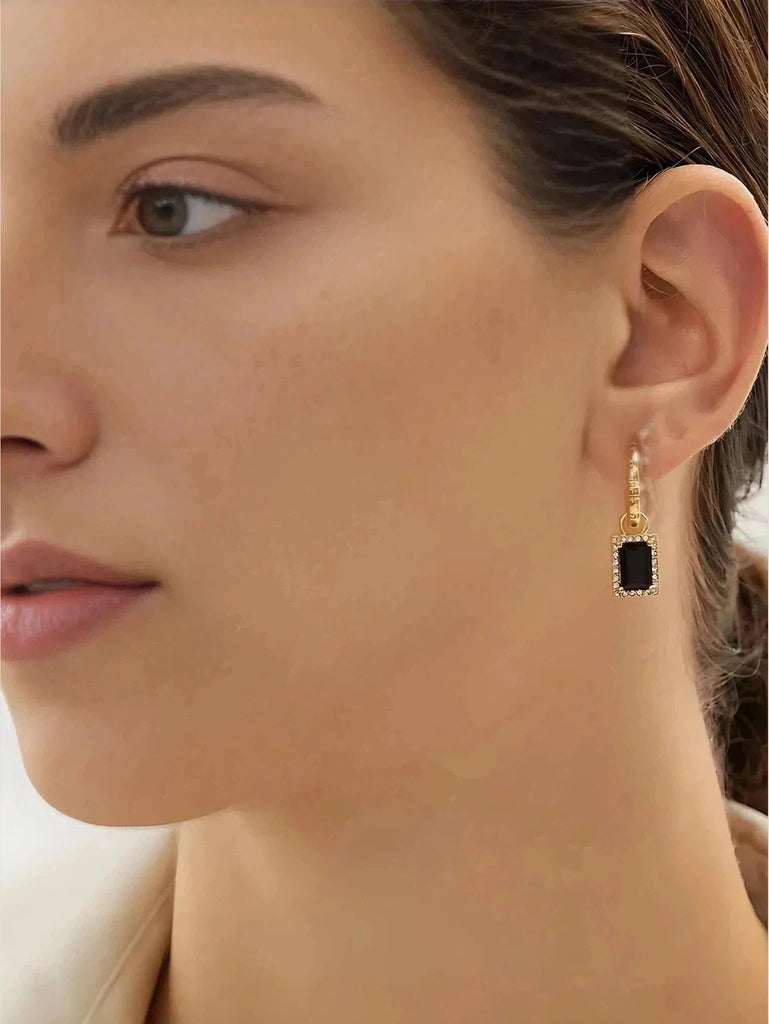 Furano Studio Black Geometric Drop Earrings