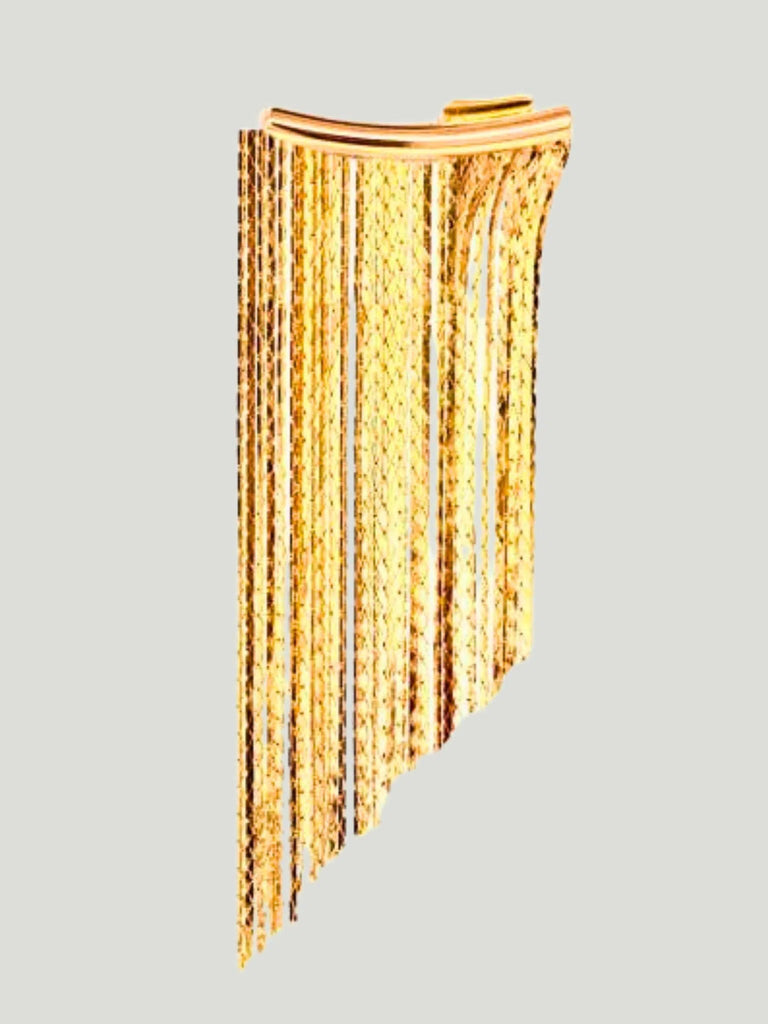 Mali Beads Curtain Mesh Gold Earrings