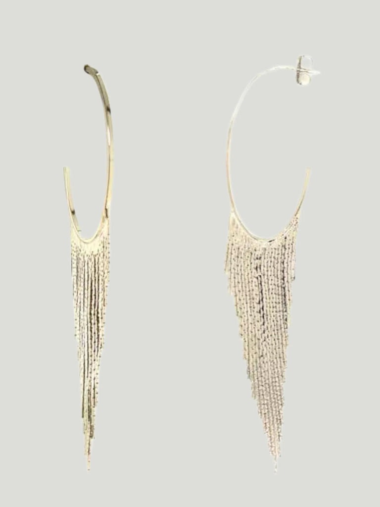 Mali Beads Hoop Mesh Silver Earrings