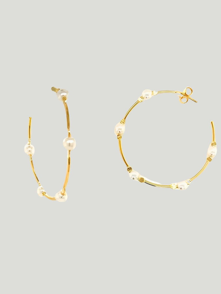 Mali Beads Pearl Hoop Earrings