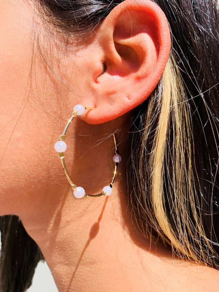 Mali Beads Pearl Hoop Earrings