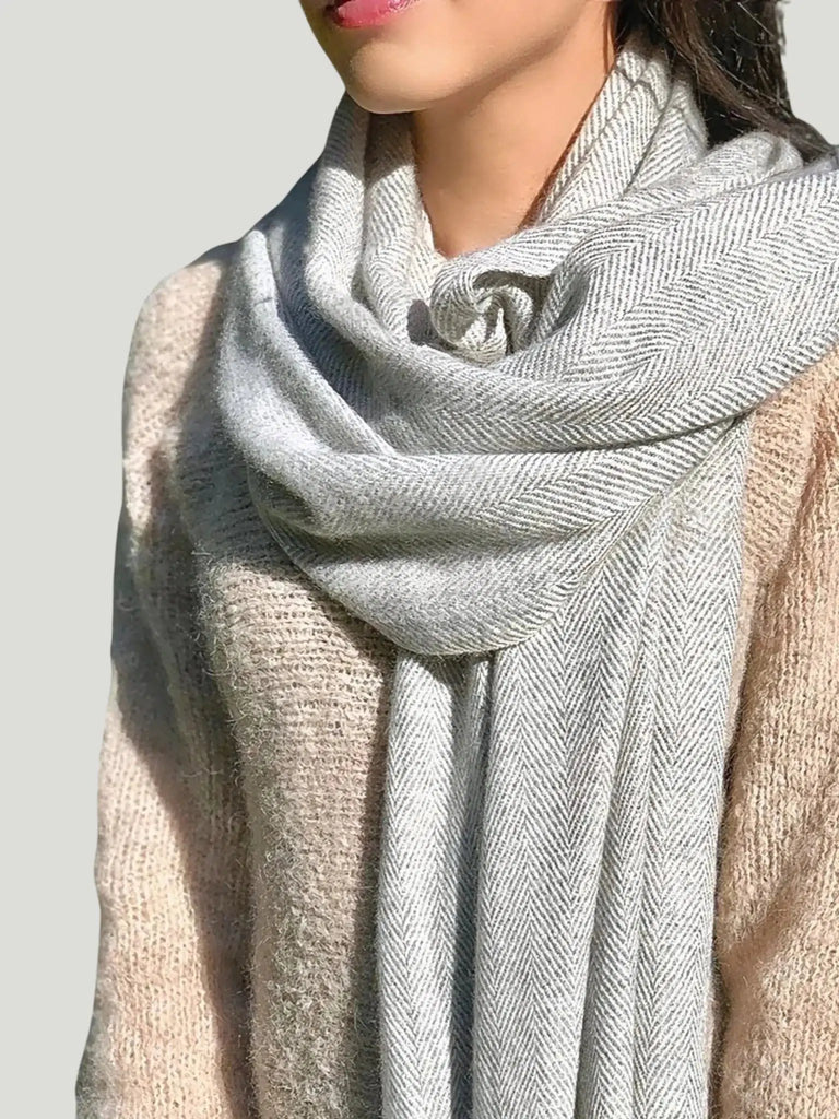 SLATE + SALT Herringbone Handloom Cashmere Scarf